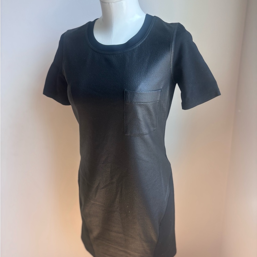 BCBGMaxAzria Black faux leather Short Sleeve Dress - Picture 2 of 5